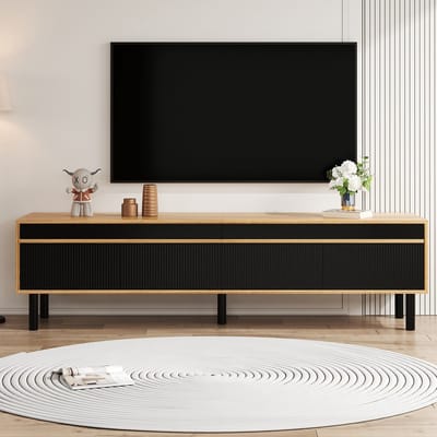 TV-meubel 170 x 38 x 47 cm - drie-deurs onderkast - fijne korrel - verkrijgbaar in zwart en natuurlijk hout
