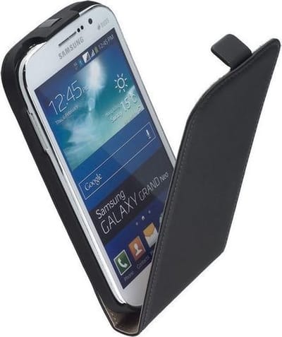 Geschikt voor Samsung Galaxy Grand Neo Plus Leder Flip Case hoesje Zwart