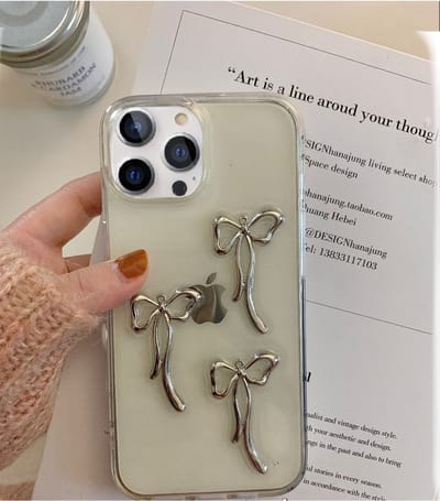 Cityhoesje – iPhone 15 Pro Max – Backcover hoesje – Transparant – Strikjes Grijs