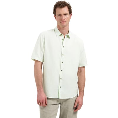 No Excess Shirt short sleeve with linen seagreen