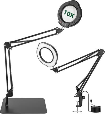 Loeplamp met LED Verlichting - Tafellamp Slaapkamer - Bureaulamp Dimbaar - Leeslamp - Werklichtbron