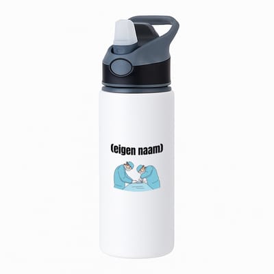 Hacebo® - chirurgen met eigen naam waterfles met rietje zwart - Chirurg - Patiënten/doktoren - collega's - verjaardag - afscheidscadeau - geschenk - kado - water fles - 650ML
