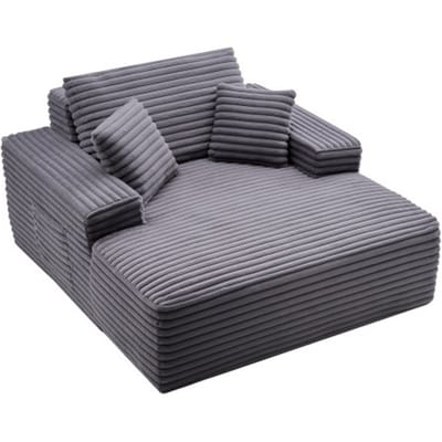 VEVOR Chaise Lounge Relaxbed 124 cm, Gestoffeerde slaapbank met decoratieve kussens en armleuningen, Slaapbank met diepe zitting voor woonkamer/slaapkamer, Loungestoel gemaakt van zeer elastische spons
