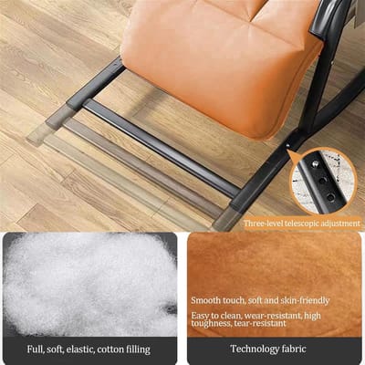 Schommelstoel Novihome ComfortLuxe™ – Verstelbare Rugleuning & Voetensteun – Binnen & Buiten Relaxstoel – Gevoerde Loungestoel met Zijvakken – Draagvermogen 200 kg – Oranje – Ergonomisch Design voor Woonkamer, Slaapkamer & Balkon