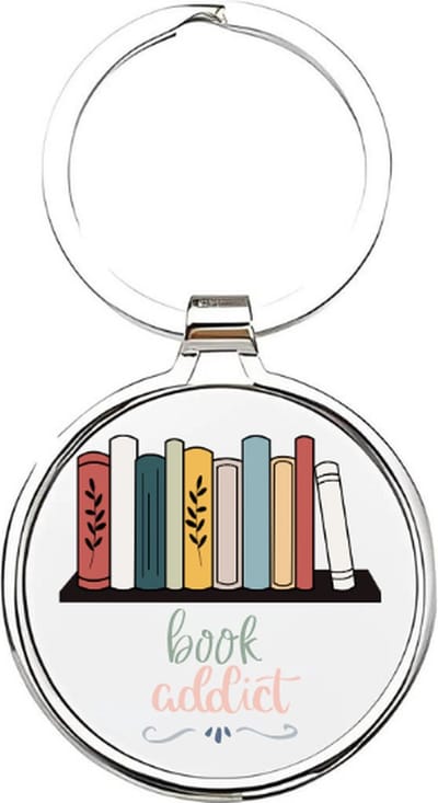 Akyol - Book addict Sleutelhanger - boek - liefhebbers van boeken - Boeken - book - boekenclub - boekenliefhebber - bibliotheek - bieb - roman - thriller boek - e-reader lezers - 4 x 7,5 CM