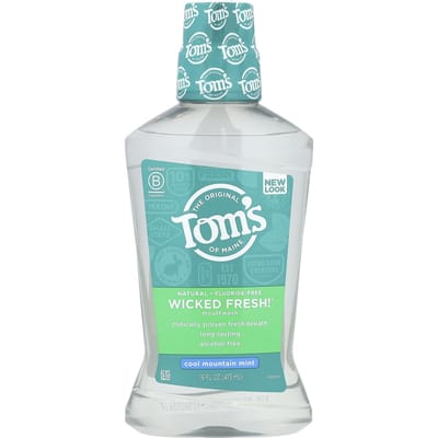Tom'S Of Maine, Wicked Fresh!®, Mouthwash, Alcohol Free, Fluoride Free, Cool Mountain Mint, 473 Ml (16 Fl Oz) blue