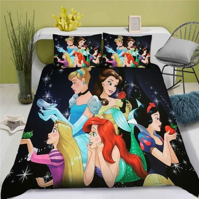 Disney Prinses Serie 100% Polyester Beddengoed Set Dekbedovertrek Voor Thuis 3-Delige Set 1 Dekbedovertrek Anime Schattig Bedrukt Cartoon US Twin(172*218cm)3pcs