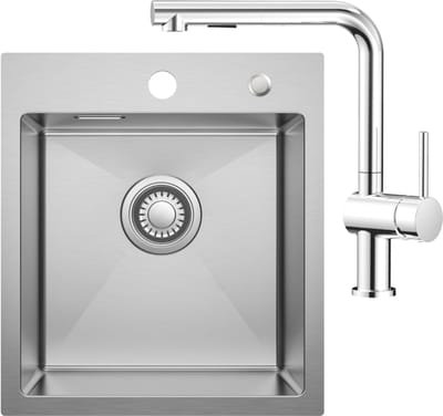 CECIPA max Spoelbak Keuken 40x45CM - Spoelbakken Keuken Met L-uitloop Keukenkraan - Spoelbakken met Kraangat - Gootsteen RVS - Wasbak Keuken - Enkele Spoelbak - Spoelbakken met afdruip - RVS