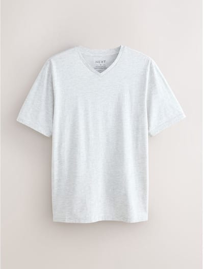 Next - Heren - Onmisbaar T-shirt met V-hals en standaard pasvorm - Grijs
