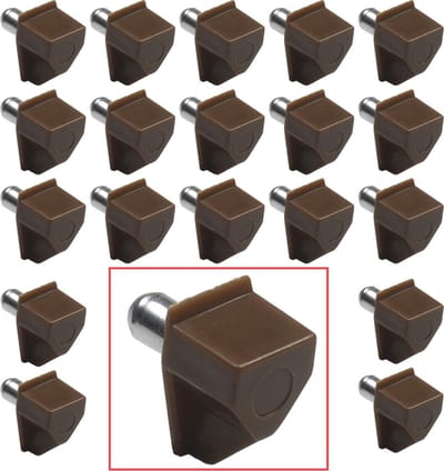 Kastplankdrager Ø5mm – Metaal Stift + Kunststof Steun – Bruin – 20 stuk