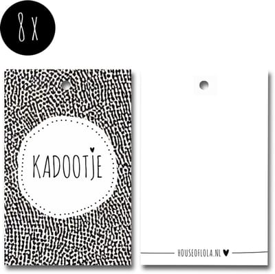 8x Label / Kaartje van karton / Cadeaulabels / Labels | KADOOTJE | 85 x 55 mm