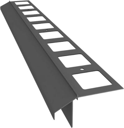 Renoplast® Aluminium Dakrandprofiel K100R 200 cm Grafiet - Afwerking Van Terrassen En Balkons - Tegelvloeren Op Lijmmortel - Waterafvoersystemen Hoekprofiel - Corrosiebescherming Balkonprofielen