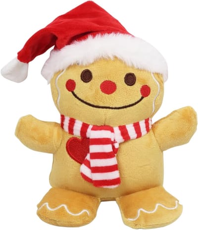 Kerst Gingerbread Man Pop, Pluche Kerstdecoratie, Zachte Speelgoedpop met Sjaal en Kerstmuts, Perfect Cadeau voor de Feestdagen