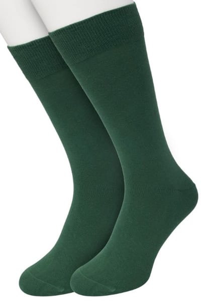 Bonnie Doon Basic Sokken Heren Donker Groen maat 40/46 - 2 paar - Basis Katoenen Sok - Gladde Naden - Brede Boord - Uitstekend Draagcomfort - Perfecte Pasvorm - 2-pack - Multipack - Effen - Groen - Bottle Green - OL6324012.156