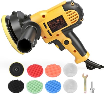 Polijstmachine Auto - Schuurmachine Polijst - Oppervlakken Glanzend Maken - 6 Variabele Snelheden - 125 mm Schijf - Zwart