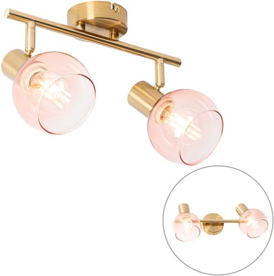 QAZQA vidro - Art Deco Plafondspot | Spotje | Opbouwspot - 2 lichts - L 41.1 cm - Roze - Woonkamer | Slaapkamer | Keuken