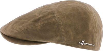Herman casquette plate imperméable en coton huilé uie ideal pour les journées pluvieuses et venteuses