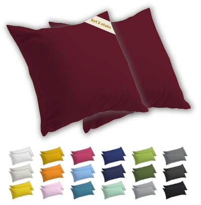Lavea® Kussenslopen 40x40 cm Set van 2 – Kussenhoezen van 100% Zachte en Ademende Jersey Katoen met YKK Ritssluiting – Bordeaux