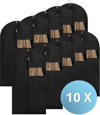 MeubelsvanJoep kledinghoes 10 stuks zwart - Opbergtas 60 x 120cm - Kledingzak met Rits - Opbergzak voor Trouwjurk