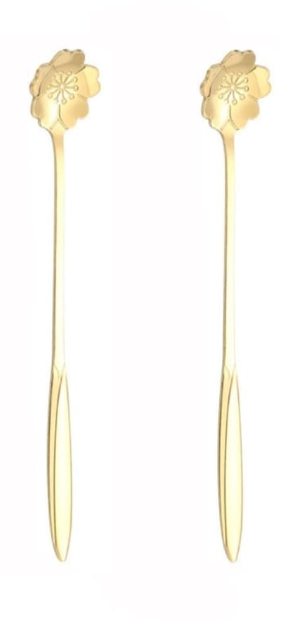 Dailygoods- Koffielepels 10 Stuks - Roestvrij Staal - Dessertlepel/Theelepel - Mini Soeplepel - Kersenbloesem/Rozen - Voor Koffie/Thee - Bestekset