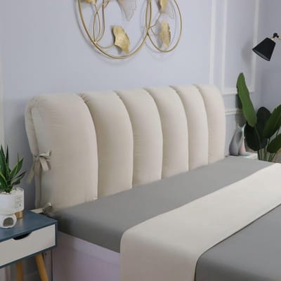 Hoes voor hoofdbord - Hoofdbord kussen - Bed opknappen - Zacht en ademend fluweel - 180x50cm - Beige