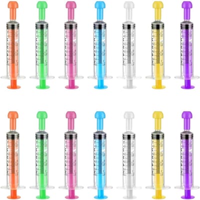 5 ml spuiten met deksel, 14 stuks, vloeistofmeting, herbruikbaar, multifunctioneel, transparant, ideaal voor laboratoria, irrigatie en dierenvoeding