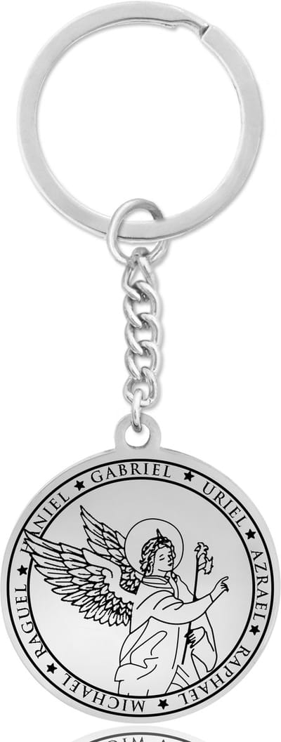 Beschermengel Gabriël Sleutelhanger – Spiritueel Cadeau van Roestvrij Staal – Zilverkleurig – Pax Amare