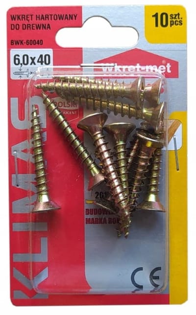 Wkręt-met - Geharde Schroeven - 6x40mm - 10 Stuks - Gouden