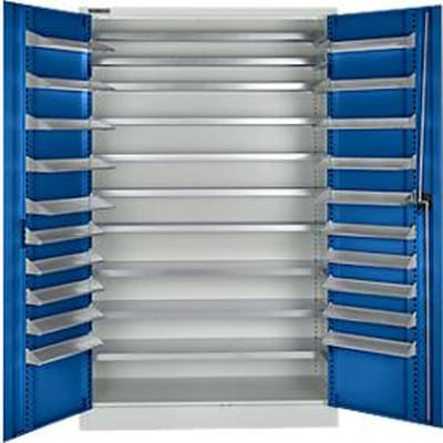 Schäfer Shop Select voorraadkast, 10 etages, zonder kastinrichting, B 1200 x D 500 x H 1935 mm, staal, lichtgrijs/enziumblauw