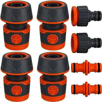 Slangkoppelingen Set - Tuinslang Verbinding - Tuin Water Geven - Lekvrije Aansluiting - 8 Stuks - Zilver