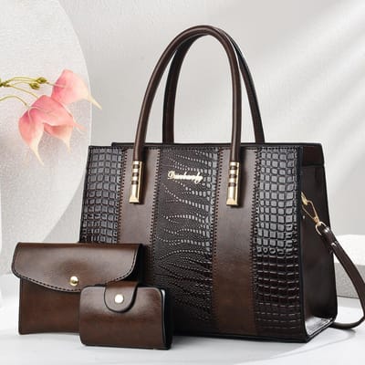 De Nieuwe Krokodillenpatroon Mode Tas Driedelige Set van Hoge Uitstraling Niveau Grote Capaciteit Enkele Schoudertas Alles-match Handtas Vrouw . gray
