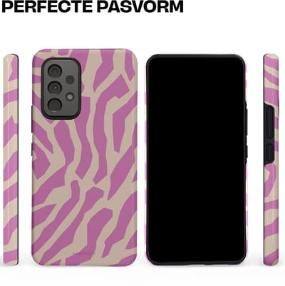 Casetastic hoesje geschikt voor Samsung Galaxy A53 (2022) 5G - Dubbellaagse bescherming - Zebra Roze Magenta Flow - Fashion Case - Lila Zand