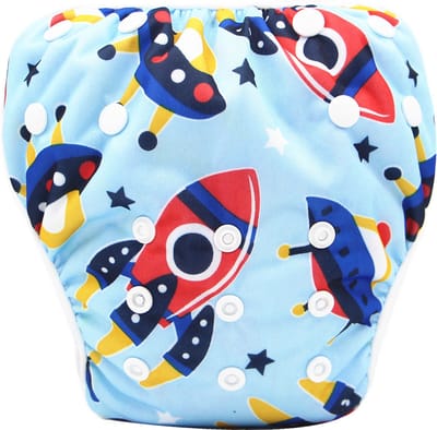 IL BAMBINI - Zwemluier - wasbaar - licht en compact - ideaal voor op reis - goede pasvorm - 0-3 jaar - Spaceships