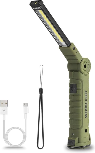 Oplaadbare LED Zaklamp met Magnetische Basis en Haak - Multifunctionele Werklamp voor Camping en Noodgevallen