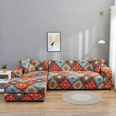 Elastische Bankhoezen Voor Woonkamer Stretch Slipcovers Modulaire Bankhoes L-Vorm Hoek Fauteuilhoes 1 /2 /3 /4 Zits 1st Large(190-230cm)1pc