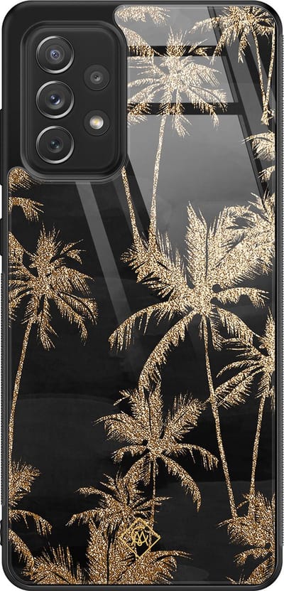 Casimoda® hoesje - Geschikt voor Samsung Galaxy A52 5G - Palmbomen - Luxe Hard Case Zwart - Backcover telefoonhoesje - Zwart