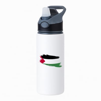 Hacebo® - Palestina vlag waterfles met rietje zwart - Palestina - mensen die liefde willen geven aan Palestina - degene die van Palestina houden - supporten - oorlog - verjaardagscadeautje - gift - geschenk - kado - water fles - 650ML