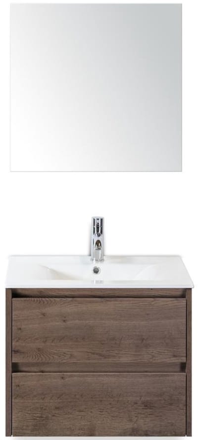 Dante Badmeubelset 60 cm - Tabacco - Keramische Wastafel Wit Enjoy met Spiegel
