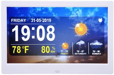 Dailygoody - Digitale Kalender Alarmdagklok - Weerstation met Alarmherinneringen - 10 Inch - Dementieklok - Geschikt voor Geheugenverlies -