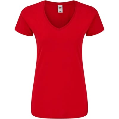 Dames-T-shirt met V-hals Fruit of the Loom Iconic 150