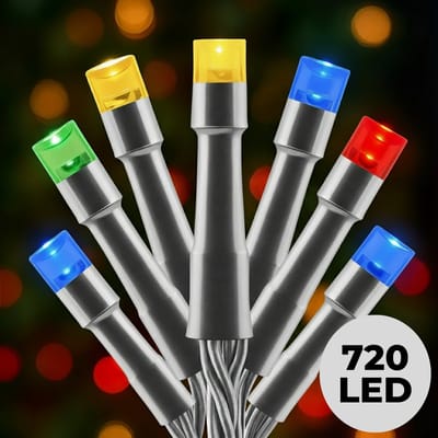 Lomera Kerstboomverlichting - Kerstverlichting - Kerstlampjes - Cluster Lichtsnoer - Zilverdraad Verlichting - Multicolor LED Lampjes - Binnen en Buiten Gebruik - 720 LED - Buigzame Zilverdraden - Ip44 - 720CM Clusterlengte