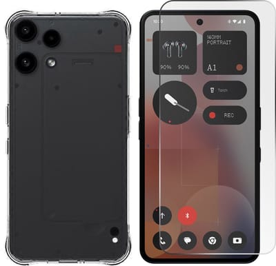 Hoesje + Glas Geschikt voor Nothing Phone 3a Lite - Transparant - Casemania Anti-shock Back Cover met Gehard Glass Screenprotector - Extra Stevig Val en Stootbescherming
