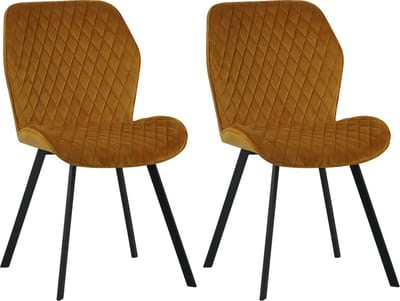 Colenis® - Rio eetkamerstoel - Set Van 2 - Okergeel - Fluweel - Velvet - Industrieel - Stoel