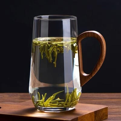 Japanse Thee Kopje Glas Huishoudelijk Groene Thee Kopje Kristal Kopje Groene Thee Kopje Speciaal voor het Zetten van Groene Thee voor Mannen Kantoor met Handvat Waterbeker 450ml gray