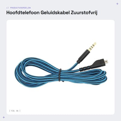 Dailygoods- Geluidskabel Zuurstofvrij Koper - Hoofdtelefoon Vervangend Snoer - 2 m - Signaalverlies Vermindering - Compatibel met 3/5/7 Pro - Hoofdtelefoonkabel