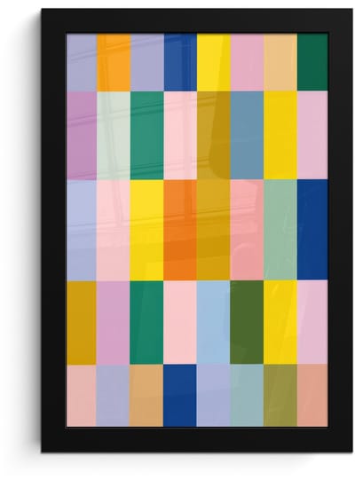 Poster in lijst - Fotolijst 20x30 cm - Posters - Stroken - Blauw - Patroon - Abstract - Posterlijst zwart - Decoratie - Wanddecoratie woonkamer - Muurdecoratie slaapkamer