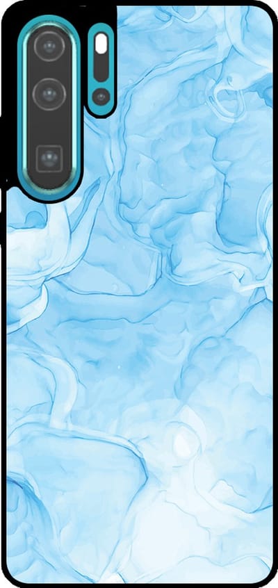 Smartphonica Telefoonhoesje Geschikt voor Huawei P30 Pro met marmer opdruk - TPU backcover case marble design - Lichtblauw geschikt voor Huawei P30 Pro