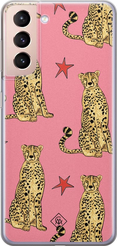 Casimoda® hoesje - Geschikt voor Samsung S21 - The Pink Leopard - Backcover - Siliconen/TPU - Roze