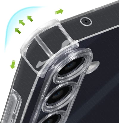 Mayaxess, Hoes Geschikt voor Samsung Galaxy A55 Silicone bumper Versterkte hoeken, Transparant
