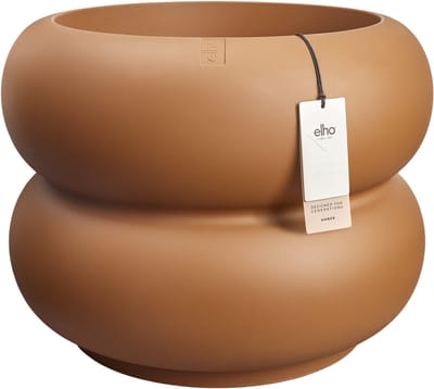 Elho Amber Roll Low 60 - Grote Bloempot voor Binnen & Buiten - 100% Gerecycled Plastic - Ø 59.9 x H 46.1 cm - Karamel